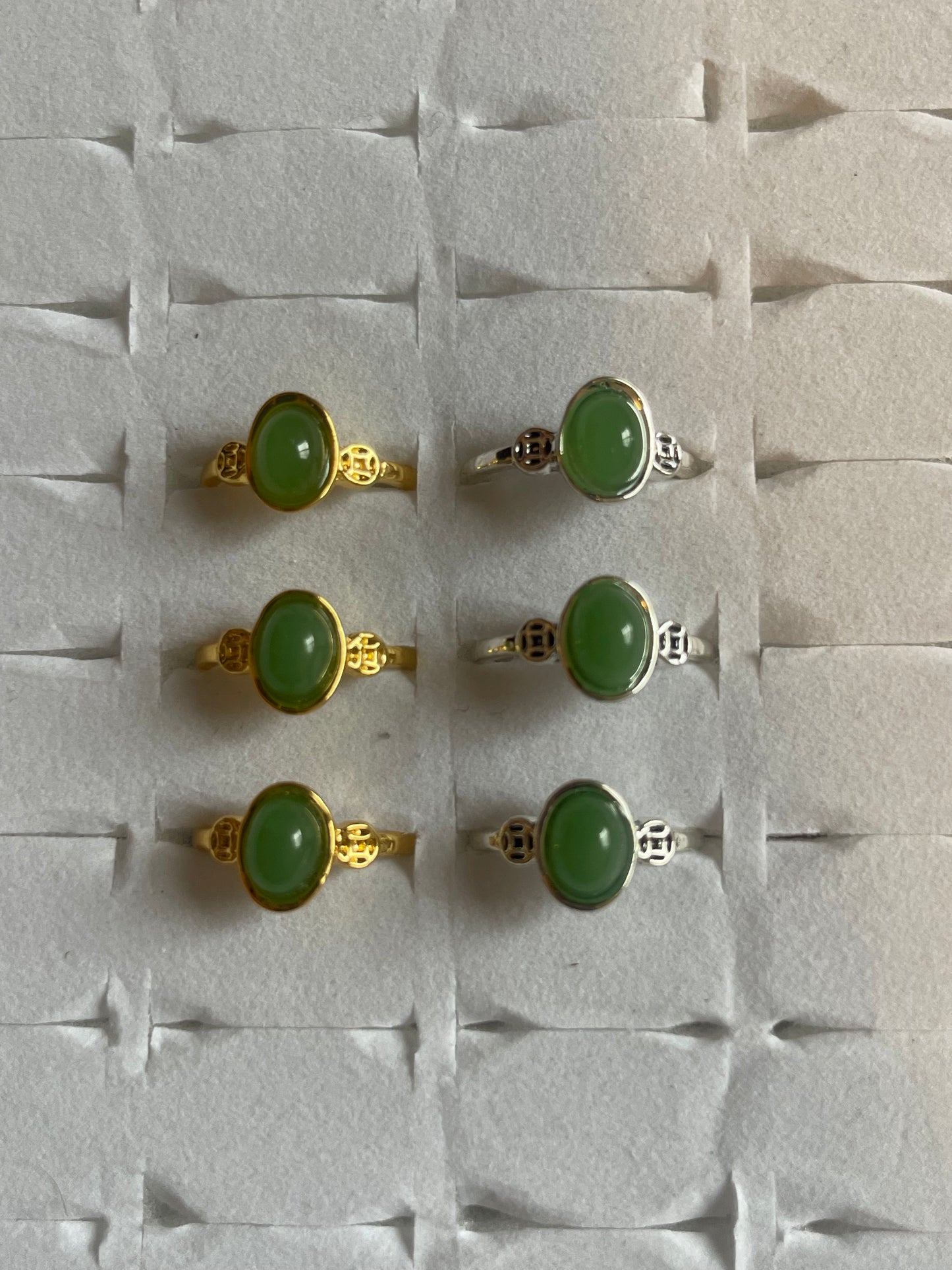 Jade Oval Alloy Ring